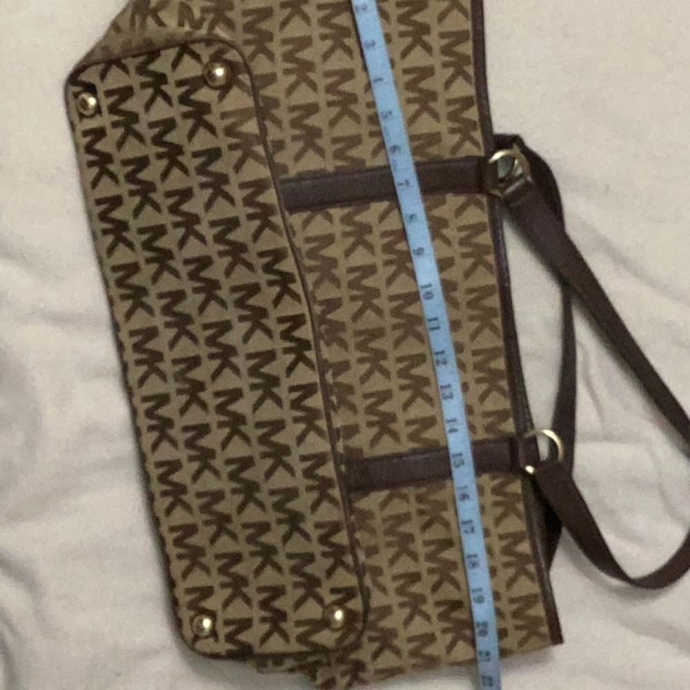 Michael Kors Tan and Brown Monogram Shoulder Bag